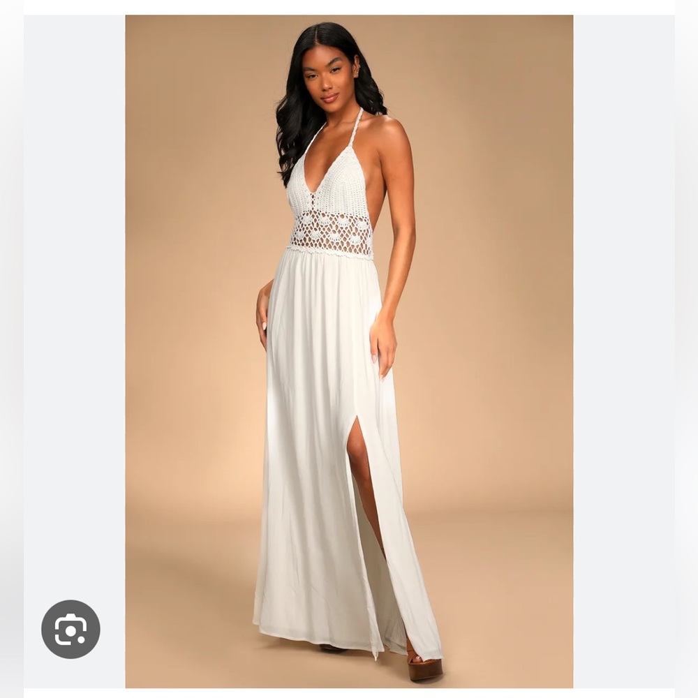 White Crochet Top Dress